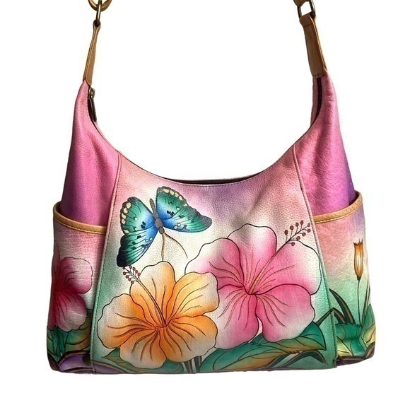 Anuschka  painted leather shoulder bag - Picture 1 of 14